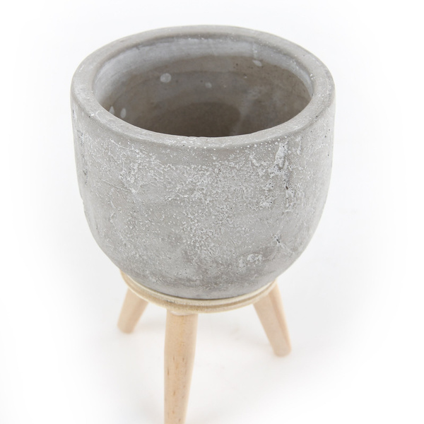 JIMMY 7,5/10,5 cm mała doniczka cementowa na nóżkach jasnoszara
