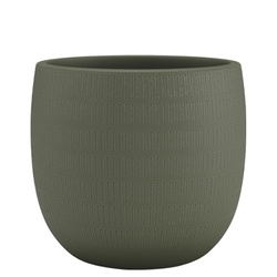 AURA 20/18 doniczka ceramiczna w paski oliwkowa