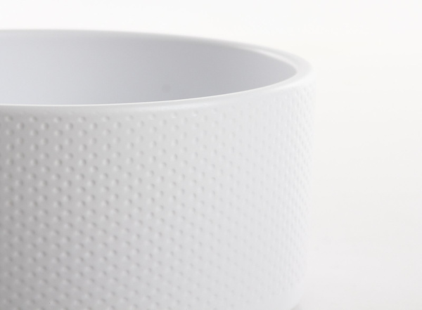 ERA BOWL 22/10 wytłaczana doniczka cylindryczna płaska biała