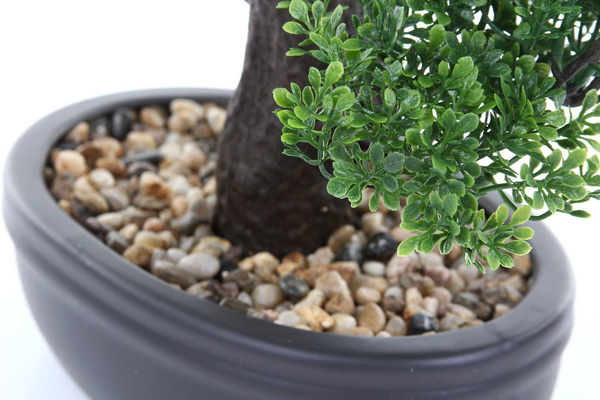 Sztuczne drzewko Bonsai Fikus mini 43 cm w brązowej doniczce
