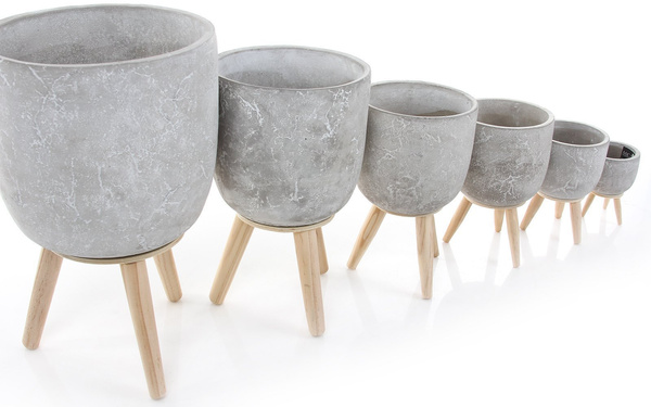JIMMY 21/33,5 cm cementowa doniczka na nóżkach jasnoszara