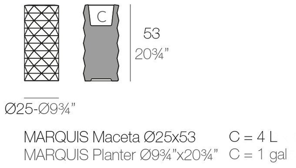 MARQUIS 25/53 designerska donica cylinder biała