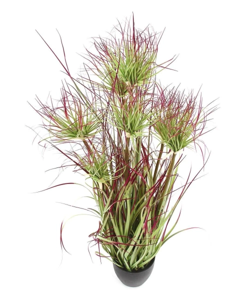 Sztuczna trawa cyperus 95 cm w doniczce zielono-czerwona