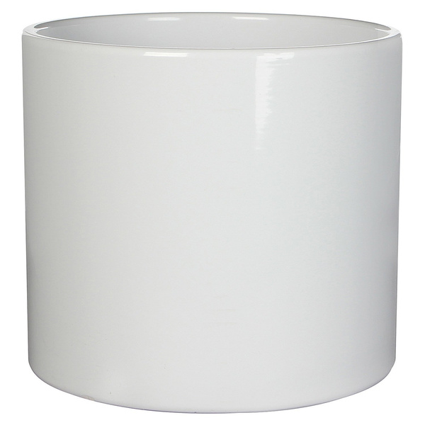 ERA 12/10 doniczka ceramiczna cylindryczna biała z połyskiem