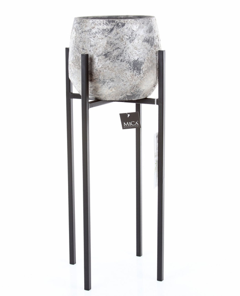 ASCOT 26x26/55 cm czarny stalowy stojak na donice kwietnik