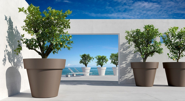 IKON 40/36 doniczka okrągła taupe z rantem