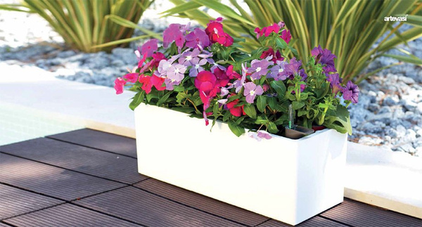 RIMINI 51x20/20 doniczka prostokątna biała z systemem nawadniającym