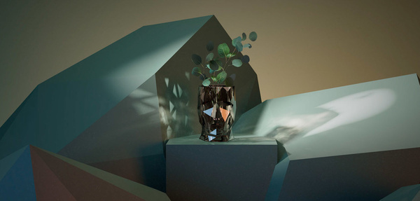 ADAN NANO GLOSSY 13x17/18 doniczka głowa designerska przydymiona transparent