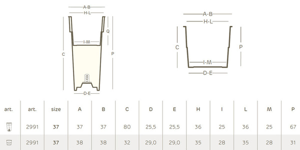 DUO Quadro 38x38/80 donica podświetlana wysoka kwadratowa