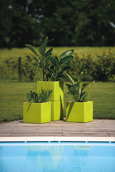 KUBE 40x40/40 donica kwadratowa niska zielona wiosenna acid green