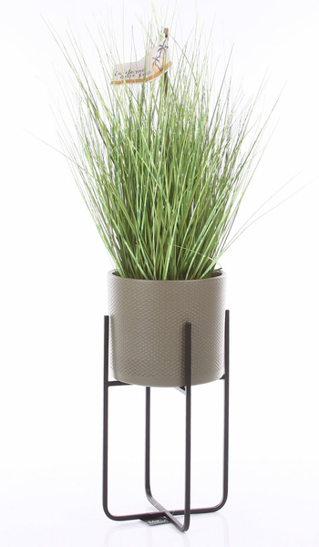 Era 10/9 doniczka ceramiczna cylindryczna taupe wytłaczana