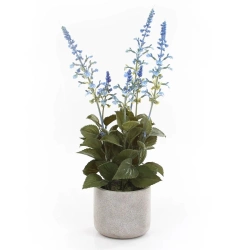 Sztuczna szałwia niebieska 45 cm w cementowej doniczce