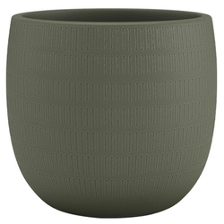 AURA 29/27 donica ceramiczna w paski oliwkowa