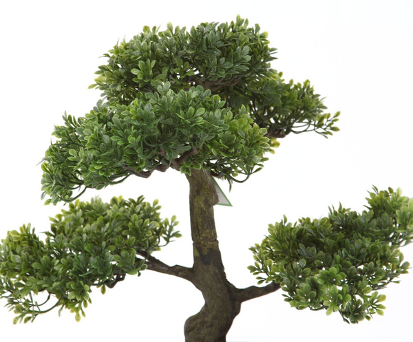 Sztuczne drzewko Bonsai Fikus mini 32 cm w brązowej doniczce