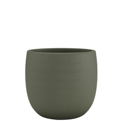 AURA 16/14 doniczka ceramiczna z teksturą oliwkowa