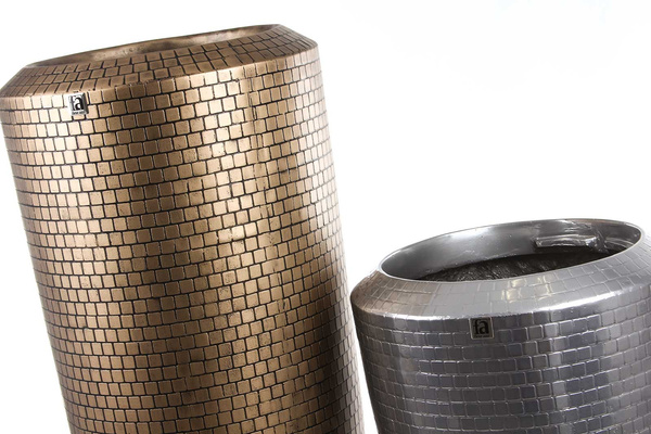 PIXEL 40/135 designerska donica z mozaiki srebrna lustrzany połysk