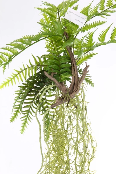 Kompozycja wisząca sztucznych roślin paproć i tillandsia 90 cm