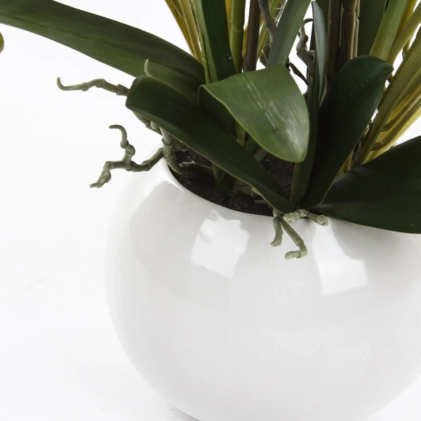 Sztuczny storczyk Phalenopsis różowy 58 cm w białej ceramicznej doniczce