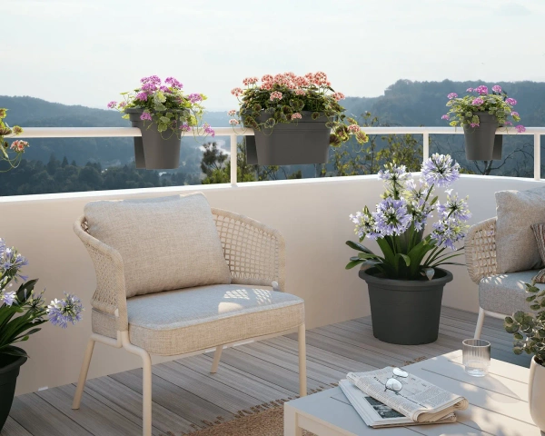 Venezia Balcony Box 60 podłużna doniczka na balustradę taupe