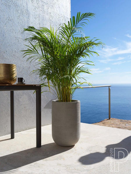 Cody High S 28/45 wysoka kamienna donica ciemnoszara prążkowana