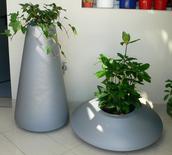 TROTTOLA 85/28 donica designerska płaska popielata metalik