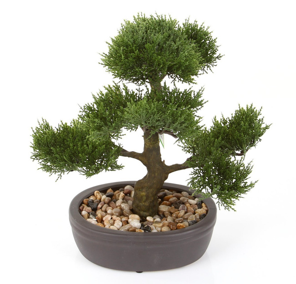 Sztuczne drzewko Bonsai Cedr 32 cm w brązowej doniczce