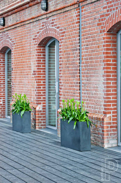 Jort L 95x38/72 wysoka prostokątna donica kamienna szara