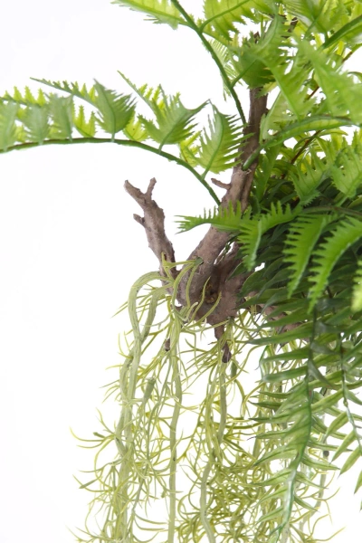 Kompozycja wisząca sztucznych roślin paproć i tillandsia 90 cm