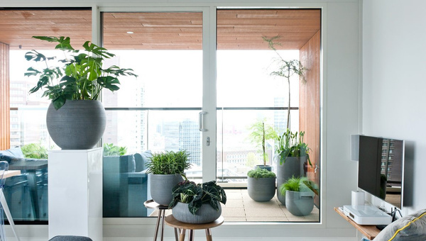 Cody S 28/25 ciemnoszara kamienna donica w paski