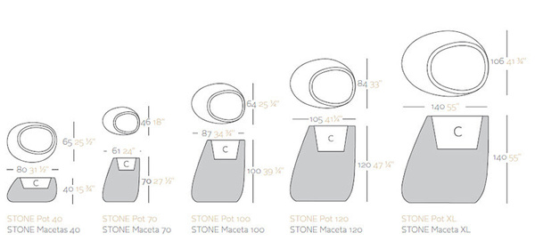 STONE VONDOM 80x65/40 stalowa designerska donica kamień