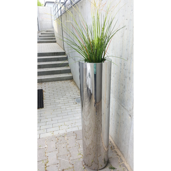 COHIBA SLIM 30/82 wysoka smukła donica cylindryczna stalowa polerowana