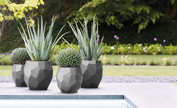 Elho Pure Edge 40/38 popielata donica designerska