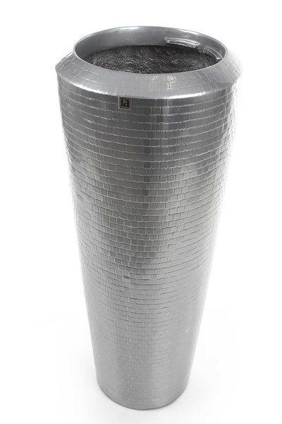 PIXEL 40/105 donica wysoka designerska srebrna lustrzany połysk