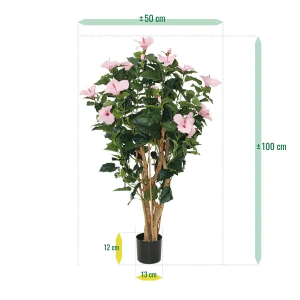 Sztuczny Hibiskus 100 cm różowe kwiaty deluxe