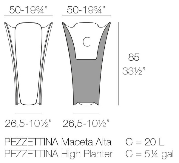 PEZZETTINA HIGH 50x50/85 biała donica designerska