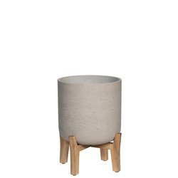 Charlie L 29,5/34,5 szara doniczka na niskich drewnianych nóżkach