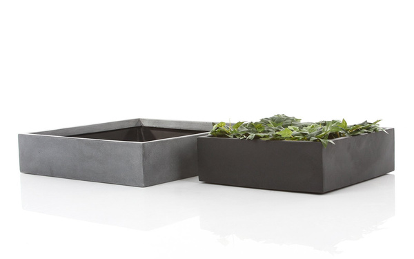 Jack XS 30x30/9 kamienna doniczka płaska kwadratowa czarna