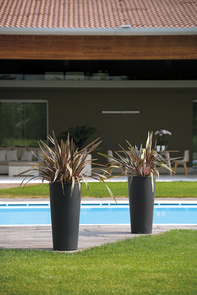 ILIE 37/75 doniczka okrągła wysoka grafitowa czarna perła