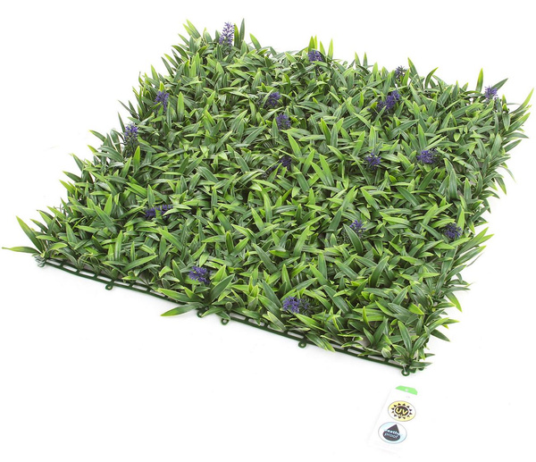 Sztuczna zielona ściana Lawenda 50x50 liście z kwiatami