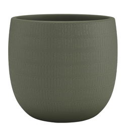 AURA 25/22 doniczka ceramiczna z teksturą oliwkowa