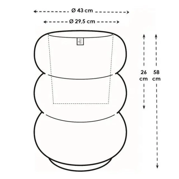 Amber Roll High 43/58 designerska donica wysoka beżowa