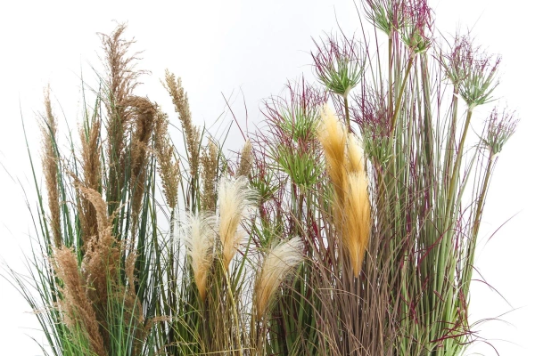 Sztuczna trawa cyperus 95 cm w doniczce zielono-czerwona