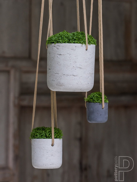 Charlie M 18/17,5 doniczka wisząca kamienna szara cementowa