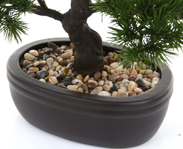 Sztuczne drzewko Bonsai Pinia Sosna 32 cm w brązowej doniczce
