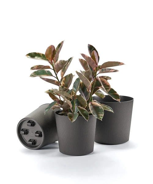 Fyre 40 antracytowa donica prążkowana na kółkach