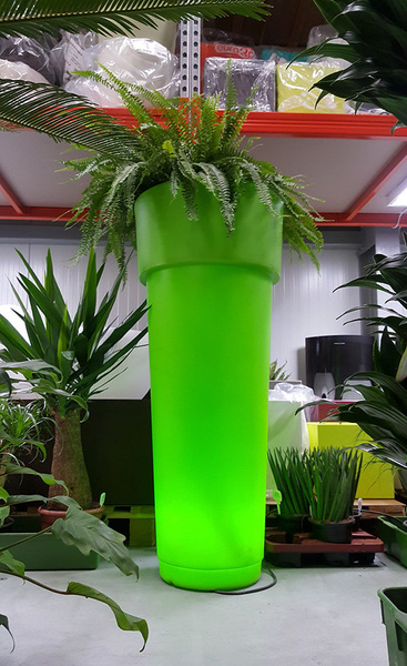 MARCANTONIO 50/120 wysoka donica podświetlana z rantem zielona