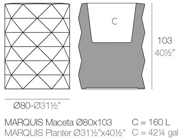 MARQUIS 80/100 designerska donica cylinder biała