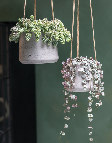 Patt XL 23/19,5 wisząca doniczka kamienna czarna black washed