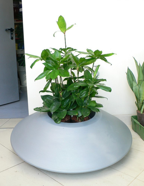 TROTTOLA 85/28 donica designerska płaska popielata metalik