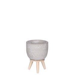 JIMMY 7,5/10,5 cm mała doniczka cementowa na nóżkach jasnoszara